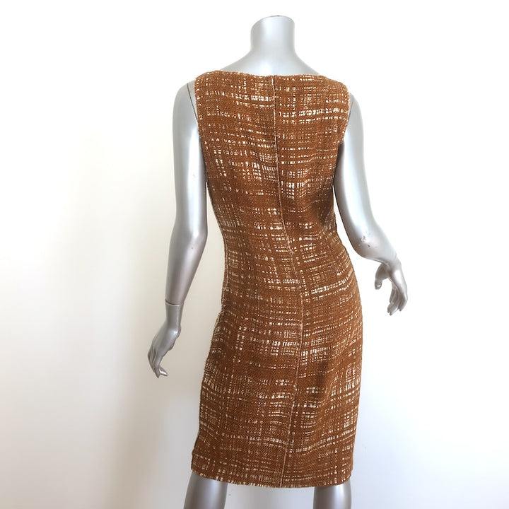 Prada Tweed Sleeveless Sheath Dress Brown Cotton-Linen Size 42