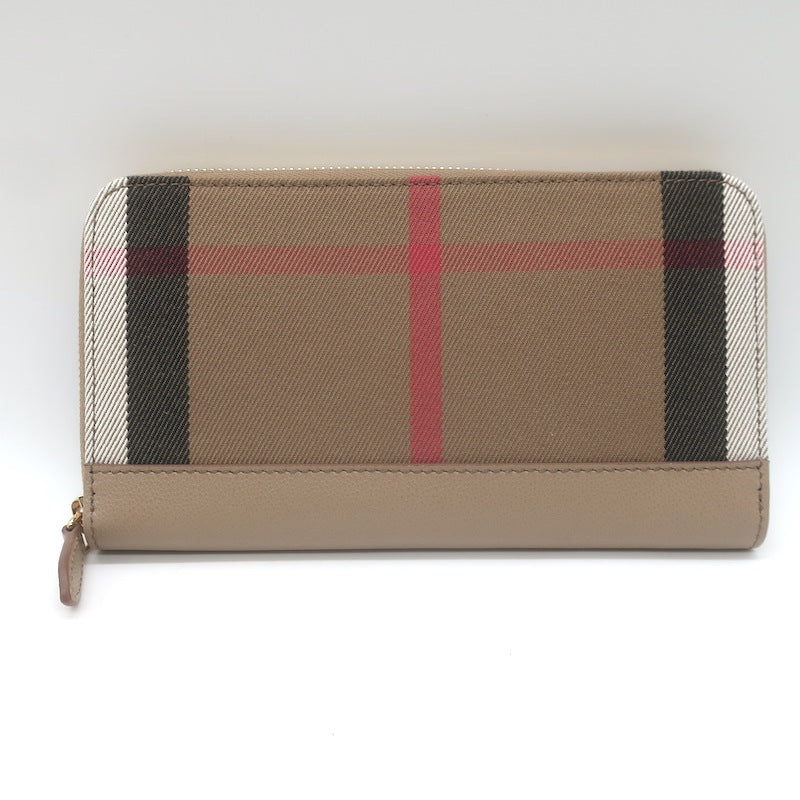 Burberry House Check Large Zip Around Wallet Chestnut Beige NEW