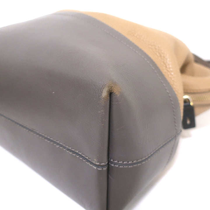 Fendi 2Bag Colorblock Tote Brown &amp; Gray Leather Large Shoulder Bag