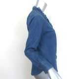 Isabel Marant Etoile Nawendy Ruffled Denim Shirt Dark Blue Size 36