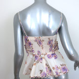 Zimmermann Rosa Laced Peplum Tank Top Cream Floral Print Linen Size 0