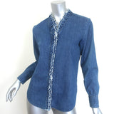 Isabel Marant Etoile Nawendy Ruffled Denim Shirt Dark Blue Size 36