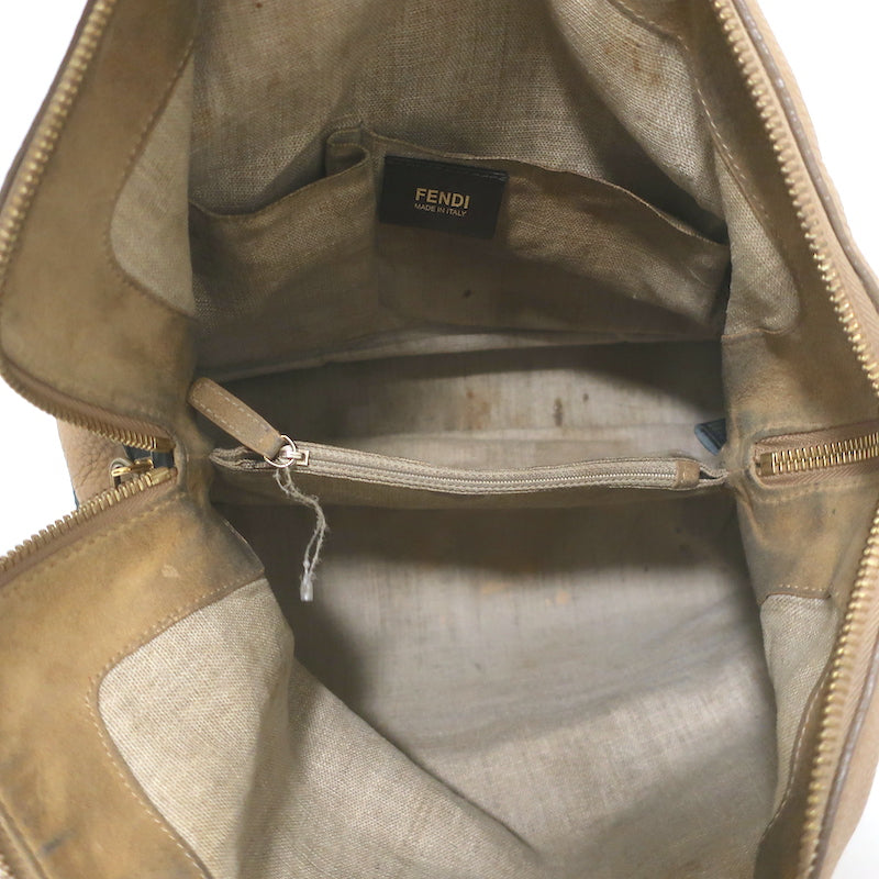 Fendi 2Bag Colorblock Tote Brown &amp; Gray Leather Large Shoulder Bag