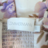 Zimmermann Rosa Laced Peplum Tank Top Cream Floral Print Linen Size 0