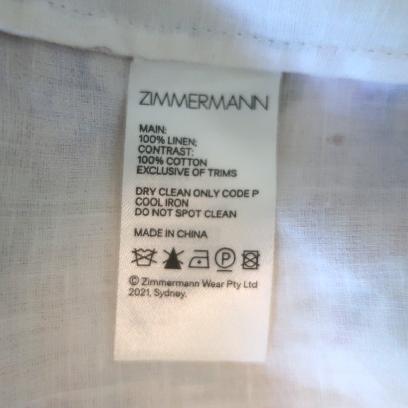 Zimmermann Rosa Laced Peplum Tank Top Cream Floral Print Linen Size 0