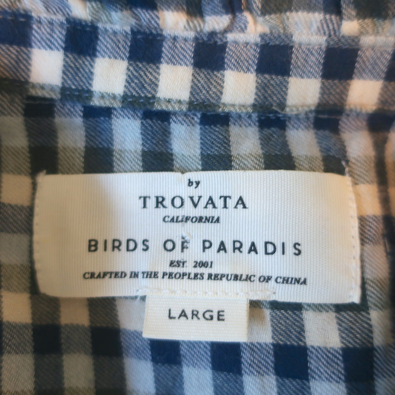 Trovata Birds of Paradis Helena Ruffle-Trim Shirt Blue Bluff Check Size Large