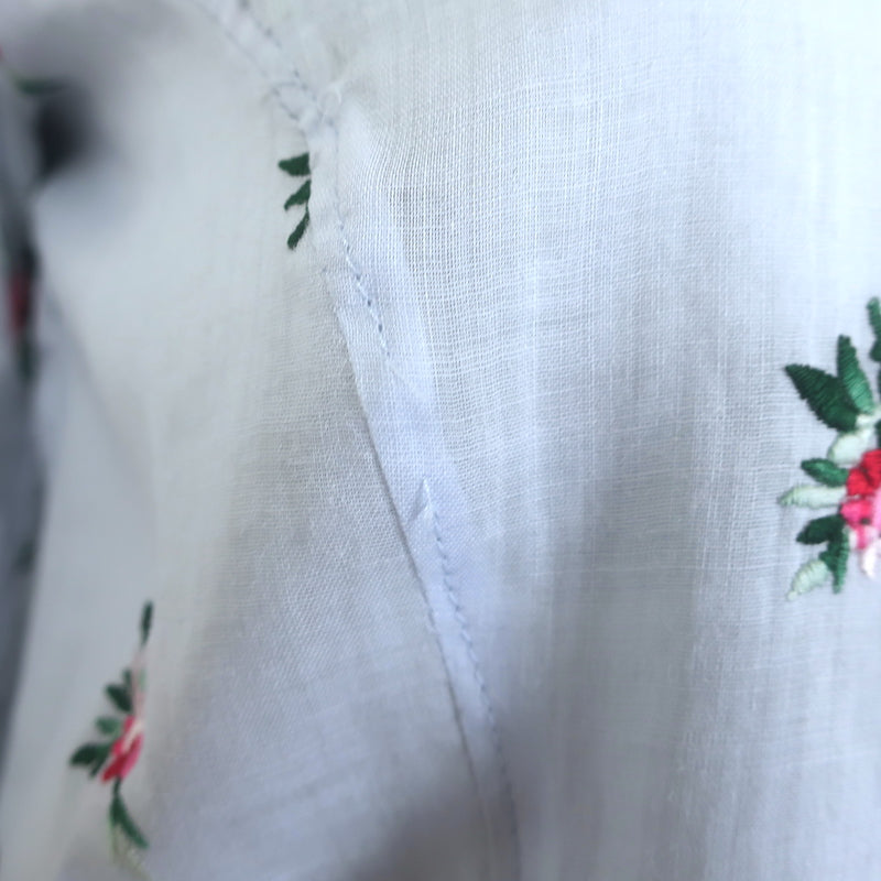 Isabel Marant Utah Floral-Embroidered Puff Sleeve Blouse Light Blue Size 36