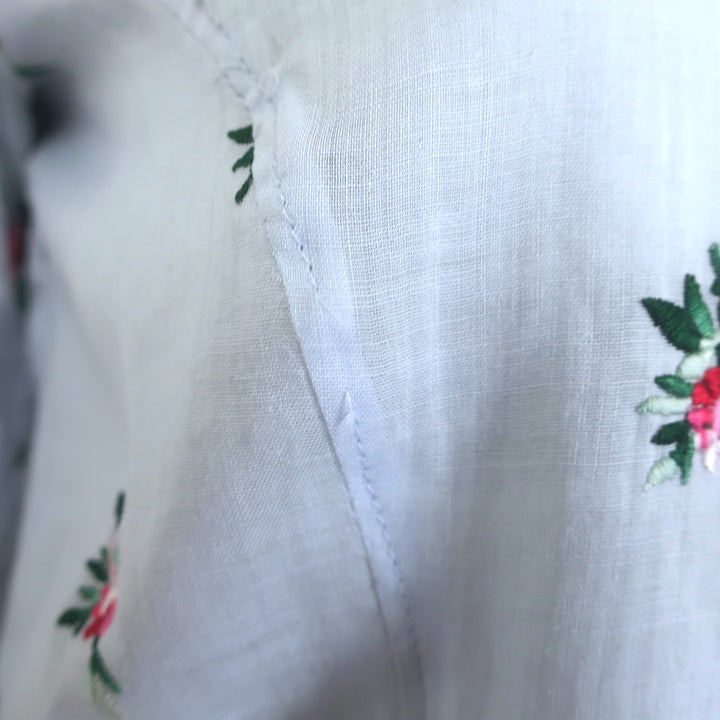 Isabel Marant Utah Floral-Embroidered Puff Sleeve Blouse Light Blue Size 36