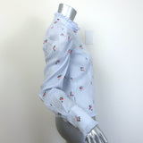 Isabel Marant Utah Floral-Embroidered Puff Sleeve Blouse Light Blue Size 36