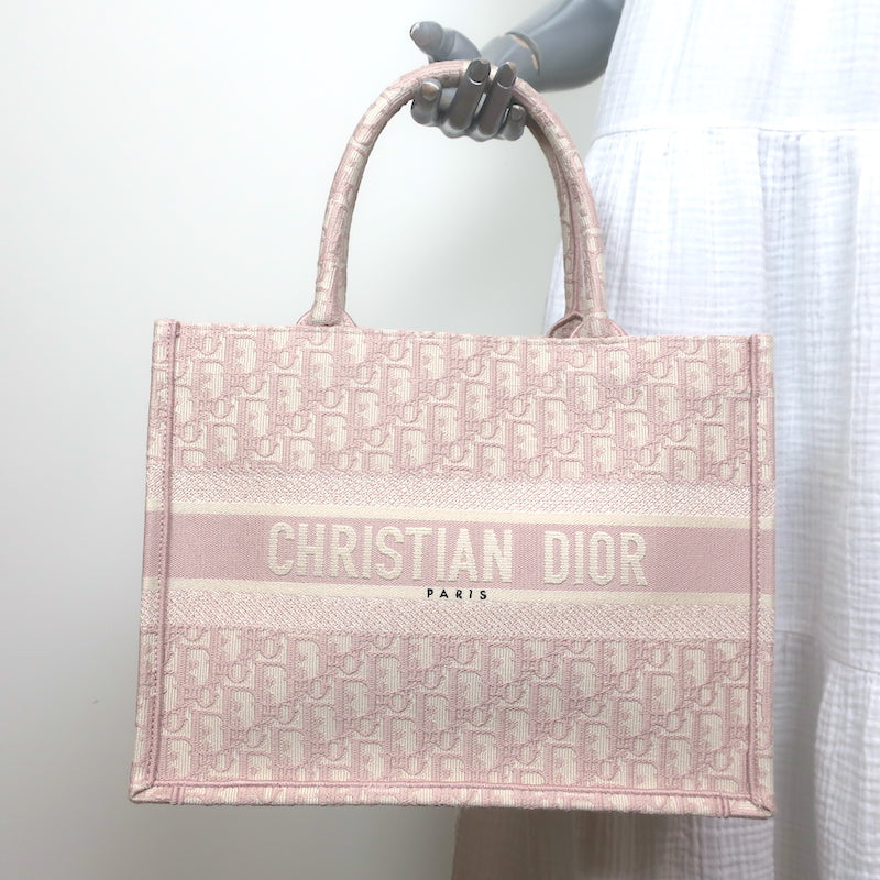 Dior★Dior Medium Embossed Book Tote Pink Christian Dior Medium Book Tote Pink Dior Oblique