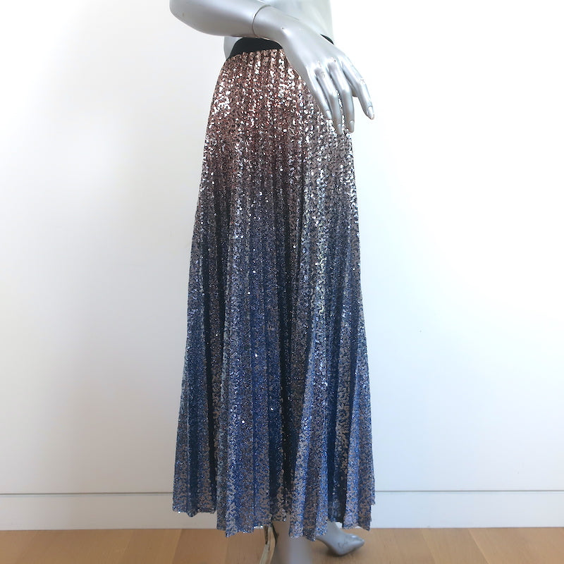 Gerard Darel Beth Sequined Pleated Midi Skirt Blue Ombre Size 3
