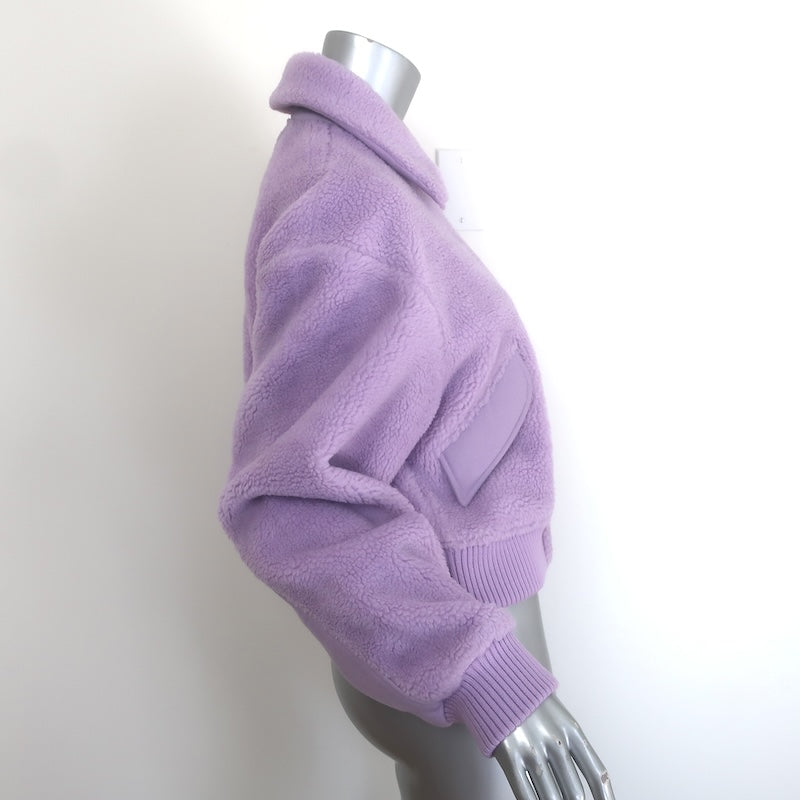 Tibi Gus Faux Shearling Cropped Jacket Lavender Size Medium