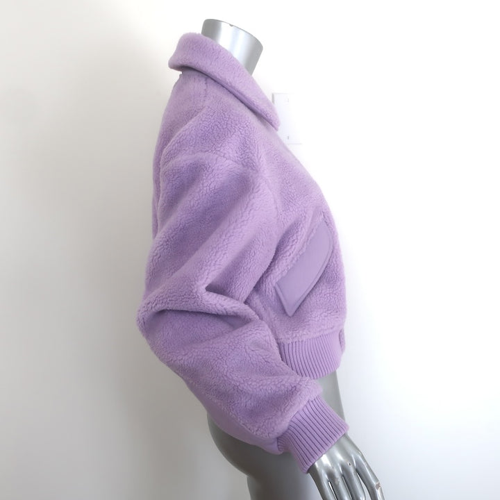 Tibi Gus Faux Shearling Cropped Jacket Lavender Size Medium