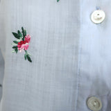 Isabel Marant Utah Floral-Embroidered Puff Sleeve Blouse Light Blue Size 36