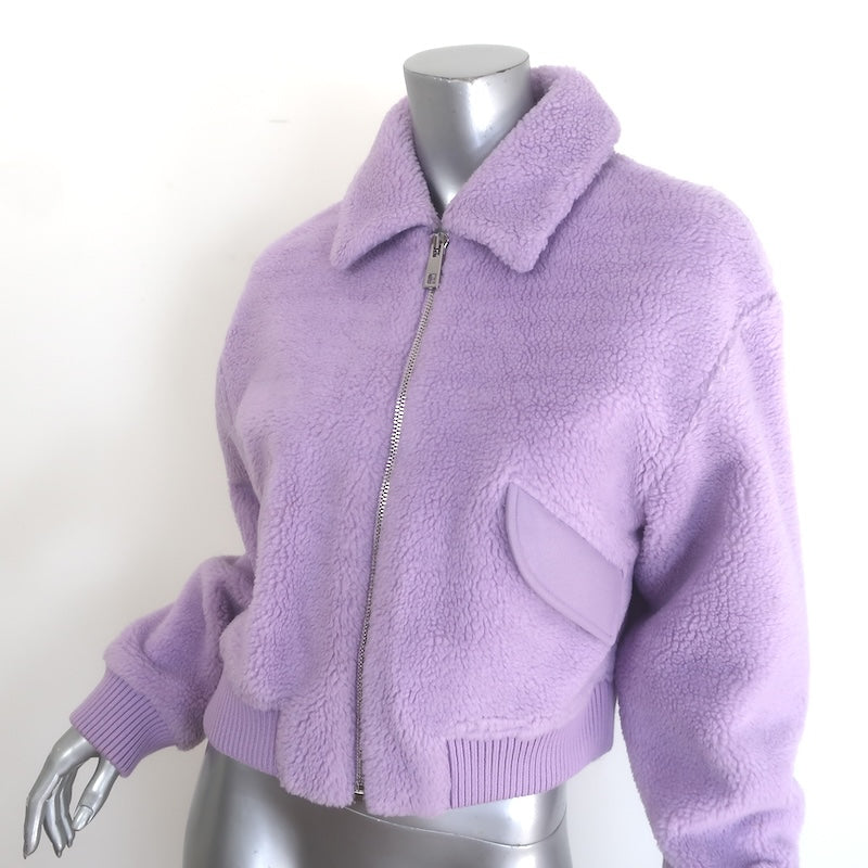 Tibi Gus Faux Shearling Cropped Jacket Lavender Size Medium