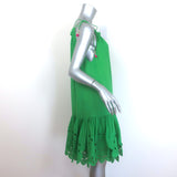 Zimmermann Teddy Broderie Anglaise Mini Dress Green Ramie Size 0P