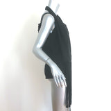 ACNE Studios Asymmetric Lace-Up Fringed Scarf Top Black Voile Size 38
