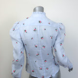 Isabel Marant Utah Floral-Embroidered Puff Sleeve Blouse Light Blue Size 36