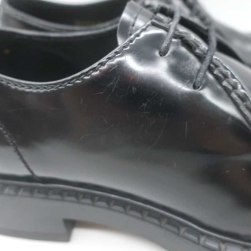 Prada Brushed Leather Lace-Up Shoes Black Size 7