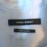 Isabel Marant Utah Floral-Embroidered Puff Sleeve Blouse Light Blue Size 36