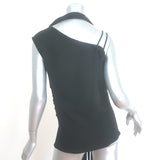 ACNE Studios Asymmetric Lace-Up Fringed Scarf Top Black Voile Size 38