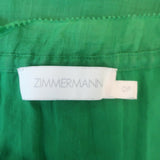 Zimmermann Teddy Broderie Anglaise Mini Dress Green Ramie Size 0P