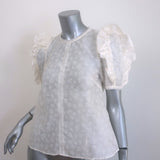 Ulla Johnson Aria Puff Sleeve Top Cream Floral Print Organza Size 2