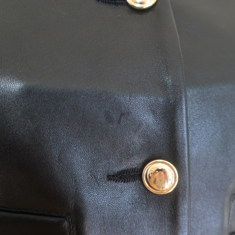 Maje Leather Cropped Short Sleeve Jacket Black Size 36