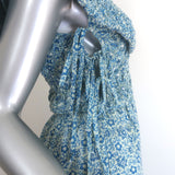 SEA Ida Smocked Midi Dress Blue Floral Print Cotton Size Small