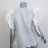Ulla Johnson Aria Puff Sleeve Top Cream Floral Print Organza Size 2