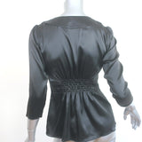 Etro Blouse Black Stretch Silk Satin Size 40