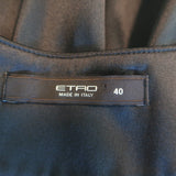 Etro Blouse Black Stretch Silk Satin Size 40