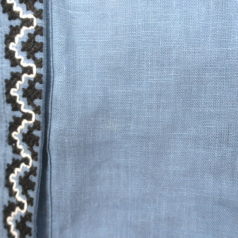 Vita Kin Shedever Embroidered Tassel-Tie Blouse Blue Linen Size Extra Small