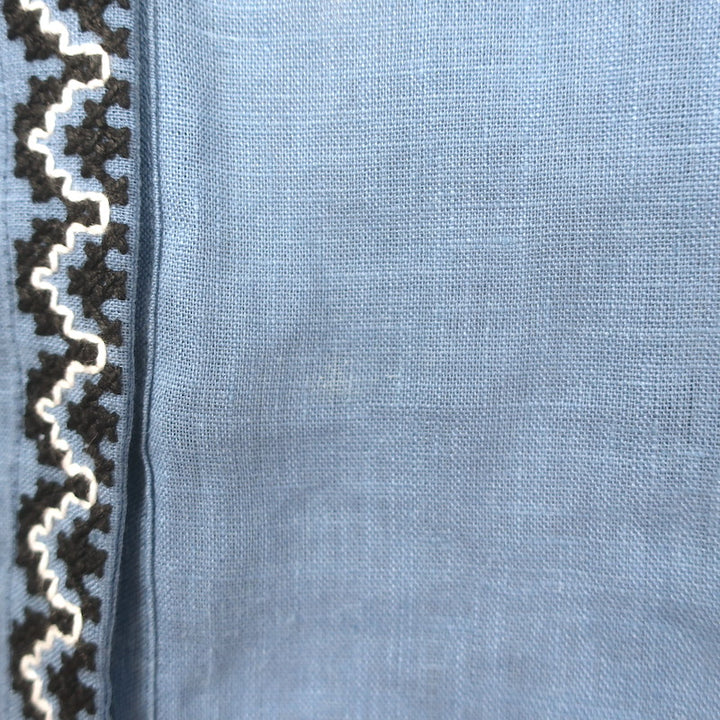 Vita Kin Shedever Embroidered Tassel-Tie Blouse Blue Linen Size Extra Small