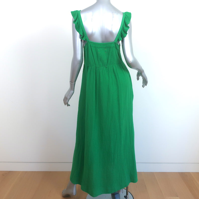 Xirena Leyla Ruffle Strap Maxi Dress Green Cotton Gauze Size Medium Celebrity Owned Xirena Leyla Ruffle Strap Maxi Dress Green Cotton Gauze Size Medium Celebrity Owned