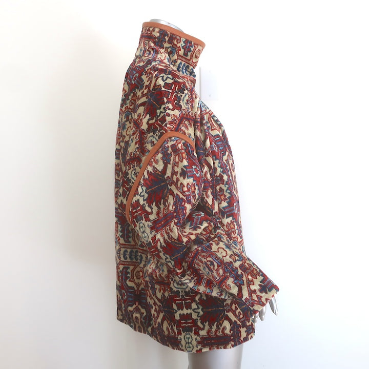 Isabel Marant Greta Leather-Trim Printed Velvet Coat Multicolor Size 1