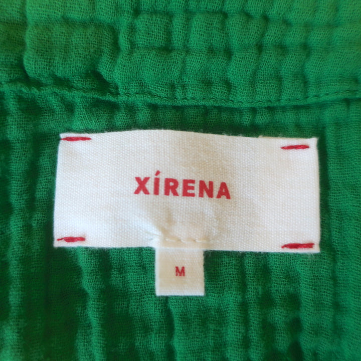 Xirena Leyla Ruffle Strap Maxi Dress Green Cotton Gauze Size Medium