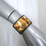Hermes Collier de Chien Cuff Bracelet Black Leather Gold Hardware Size Small
