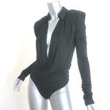GAUGE81 Bauska Draped Cowl Neck Bodysuit Black Jersey Size Medium NEW