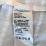 Zimmermann Zinnia Scallop Stripe Puff Sleeve Shirt White/Rainbow Cotton Size 0