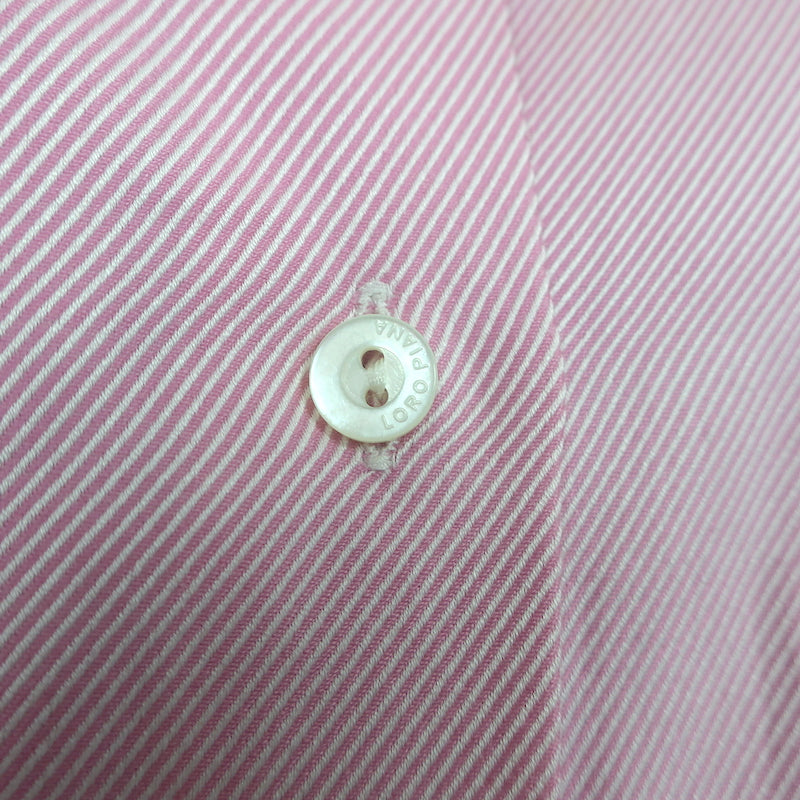 Loro Piana Button-Up Shirt Pink Pinstripe Cotton Size 42 Long Sleeve Top