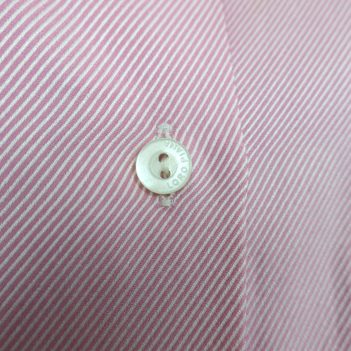 Loro Piana Button-Up Shirt Pink Pinstripe Cotton Size 42 Long Sleeve Top