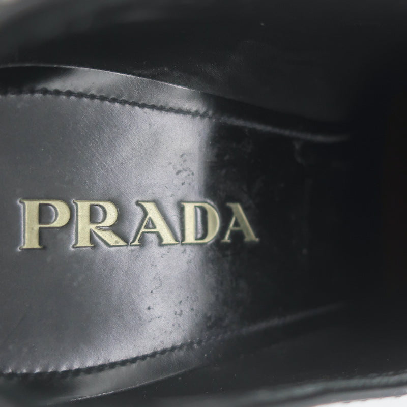 Prada Brushed Leather Lace-Up Shoes Black Size 7