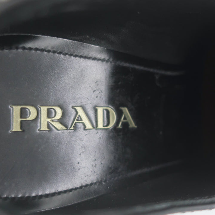 Prada Brushed Leather Lace-Up Shoes Black Size 7