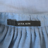 Vita Kin Shedever Embroidered Tassel-Tie Blouse Blue Linen Size Extra Small
