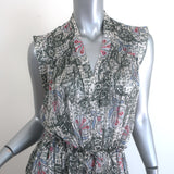Isabel Marant Eydie Sleeveless Midi Dress Black/White Printed Silk Size 34