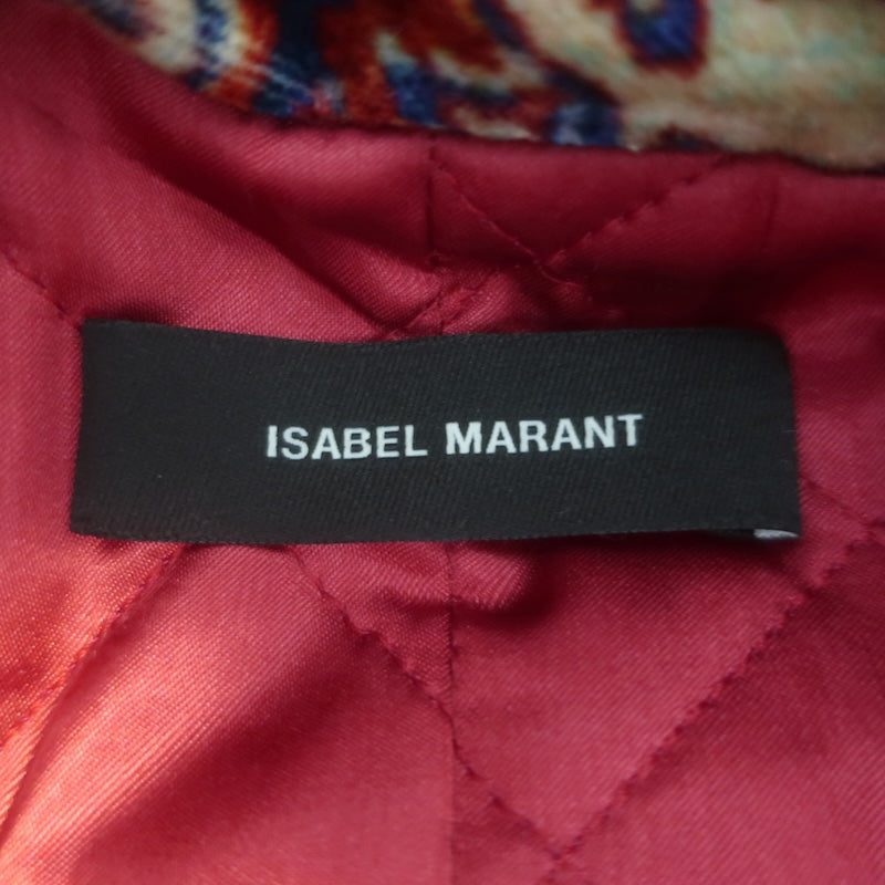 Isabel Marant Greta Leather-Trim Printed Velvet Coat Multicolor Size 1