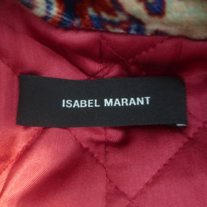 Isabel Marant Greta Leather-Trim Printed Velvet Coat Multicolor Size 1