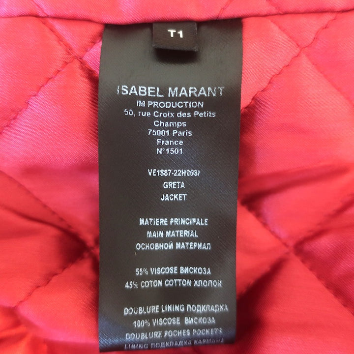Isabel Marant Greta Leather-Trim Printed Velvet Coat Multicolor Size 1