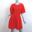 Three Graces London Smocked Mini Dress Orpha Red Cotton Size 12